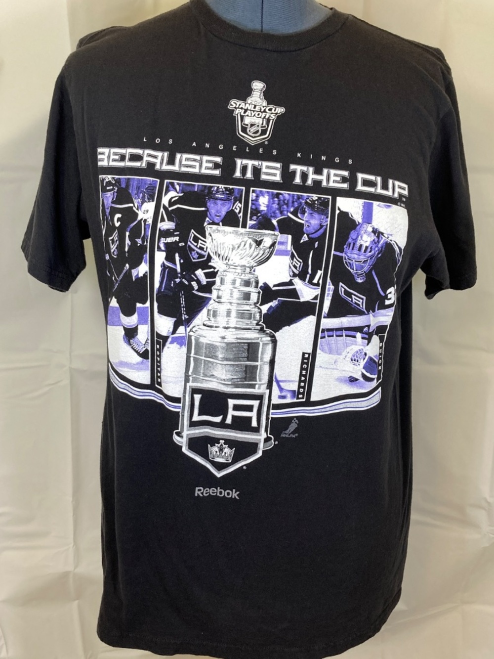 LA Kings Hockey 2012 Playoffs Shirt Sz L Reebok Black Short Sleeve